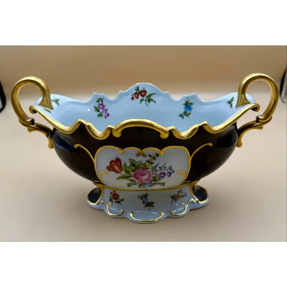 Vintage Irene Evelyn Becker Hand Painted Porcelain Centerpiece Bowl Ladybug